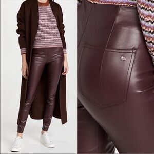 Rag & Bone Nina Vegan Leather Pull On Skinny Pants Maroon